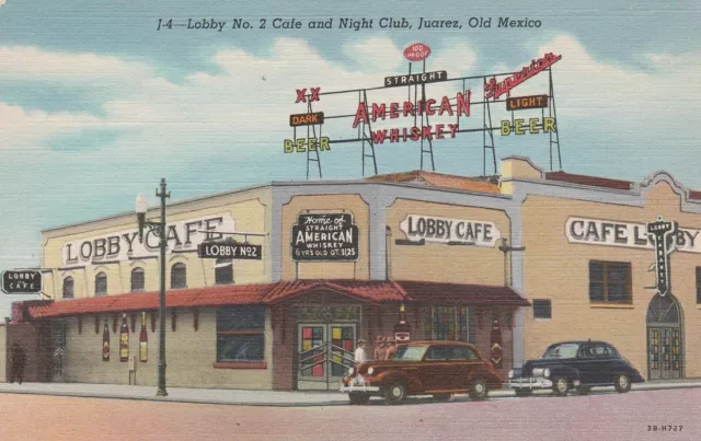 Lobby No.2 Cafe and Night Club Postcard c1950 Juarez, Mexico