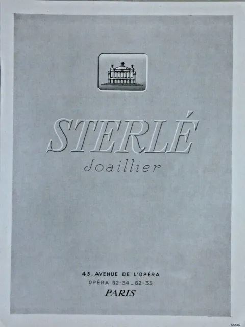 Publicité De Presse 1949 Sterlé Joaillier Paris