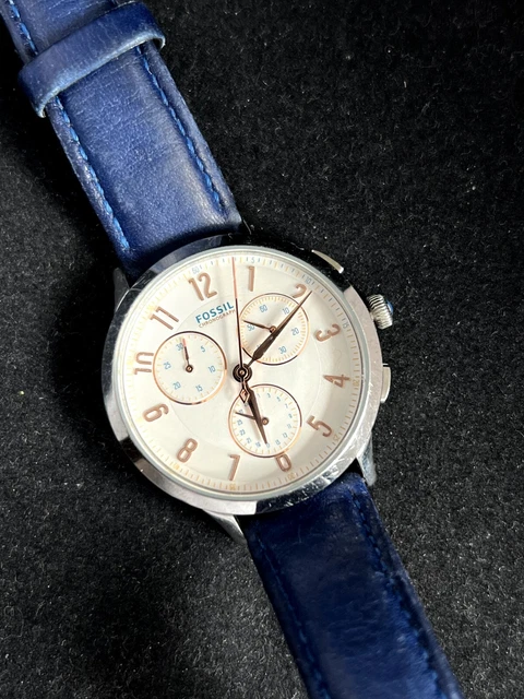 FOSSIL ABILENE CHRONOGRAPH Blue Leather Strap Ladies Watch CH3032