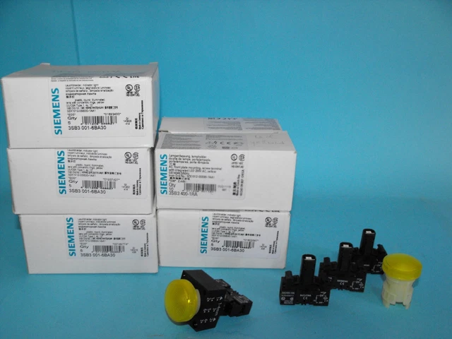 Siemens 3SB3001-6BA30+3SB3400-1RA.Indicator Light.Yellow.(LOT10PCS).NEW