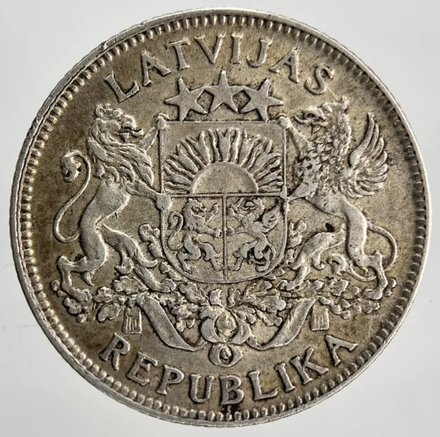 1924 Latvia 1 One Lats Silver Coin | Fine Collectable Grade | a1998