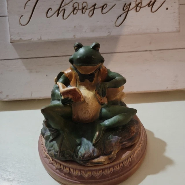 Reading Frog Desktop Sculpture