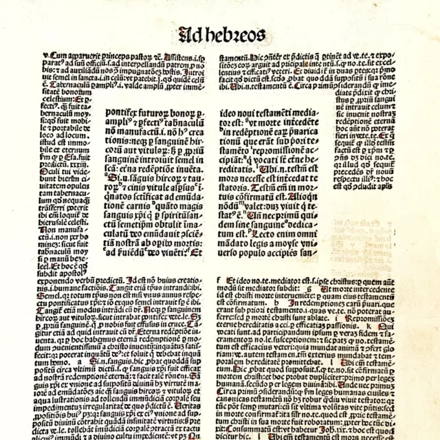 RARE 1495 Incunable Bible Leaf Medieval Manuscript Christian Jesus Rare :: B