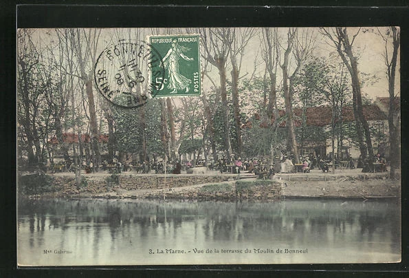 CPA Bonneuil, La Marne, Vue de la terrasse du Moulin 1908