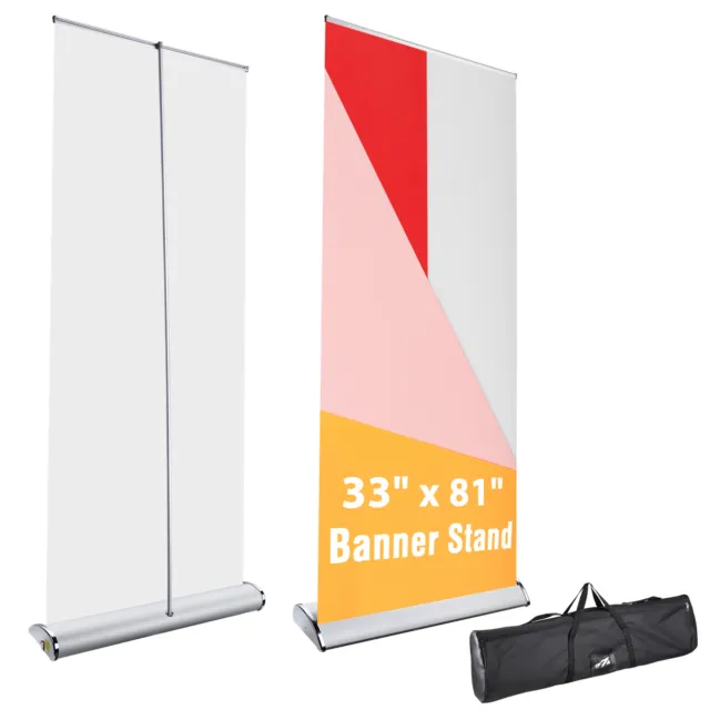 InstaHibit 33"x81" Aluminum Retractable Roll Up Banner Stand Trade Show Display