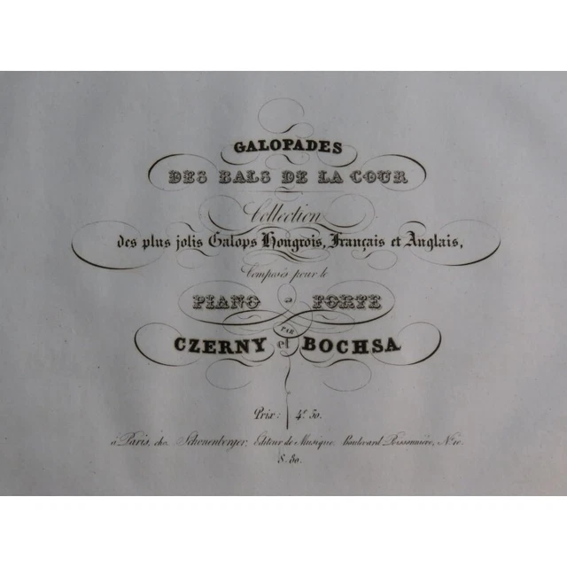 CZERNY BOSCHA Galopades des Bals de la Cour Piano ca1835