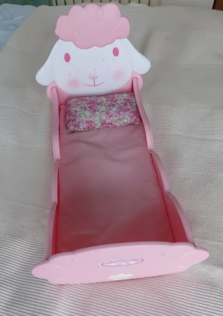 Baby Annabell Pink Doll's Bed Cot with Bedding