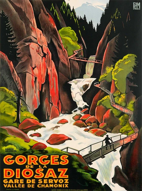 Gorges de la Diosaz Chamonix France Vintage Travel Advertisement Art Print