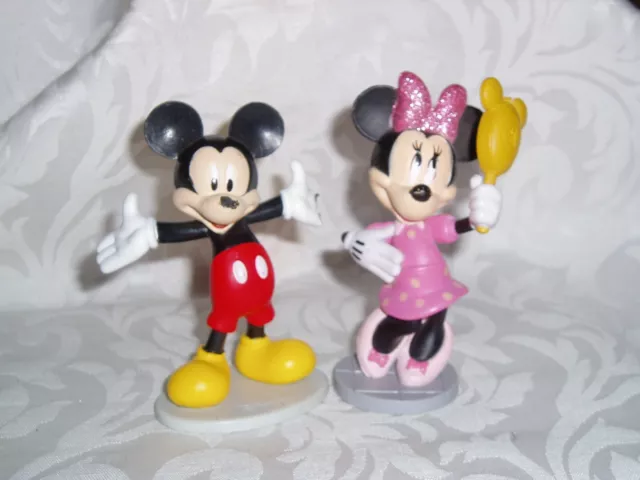 Vtg MIckey, Minnie Mouse Figurines Just Play, Vietnam DISNEY 3 1/2" Tall LOT 1