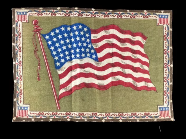 Antique Cigar Box Tobacco Felt Old Glory 48 Stars US Flag 8"x12" Flannel