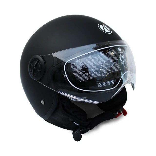 Casque Jet Moto Scooter Double Visière ECE 22-06 – Noir Mat Bleu, Taille M – Confort & Sécurité