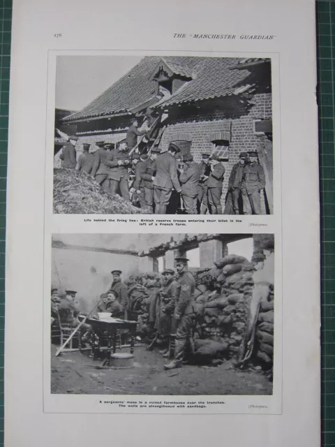 1915 Wwi Ww1 Print ~ British Reserve Troops ~ Sergeants Mess Trenches
