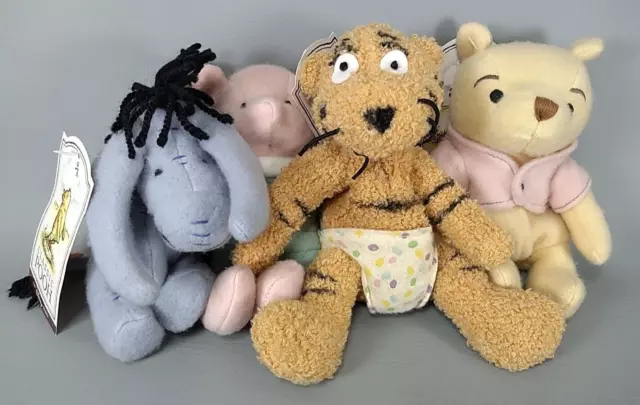 Disney Store Winnie the Pooh, Eeyore, Piglet, & Tigger 6" Classic Pooh Plushies