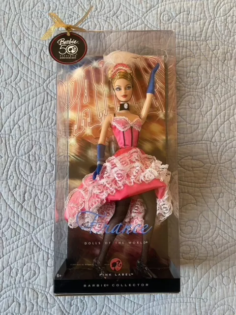2008 Dolls of the World Barbie France Pink Label 50th Anniversary NIB