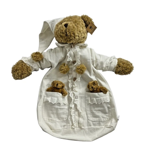 La Galleria Pajama Bag Plush Bear Off-White Diaper Storage Hanging Nursery