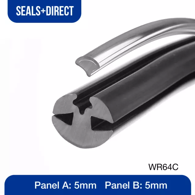 Car Boat Caravan Window Rubber Seal - WR64C with Chrome Filler Strip - 5mm x 5mm