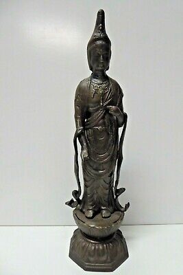 Old Chinese Heavy Cast Iron Statue Guanyin Goddess