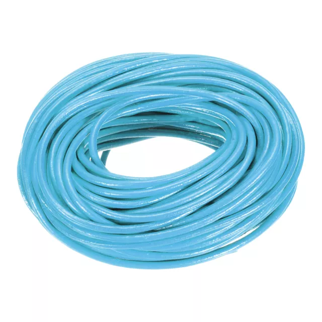 20 Yards 3mm Round Leather Cord Lacing String for DIY Crafts Sky Blue