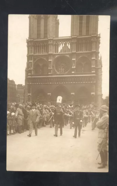Rppc Paris France American Legion Band Parade Vintage Real Photo Postcard