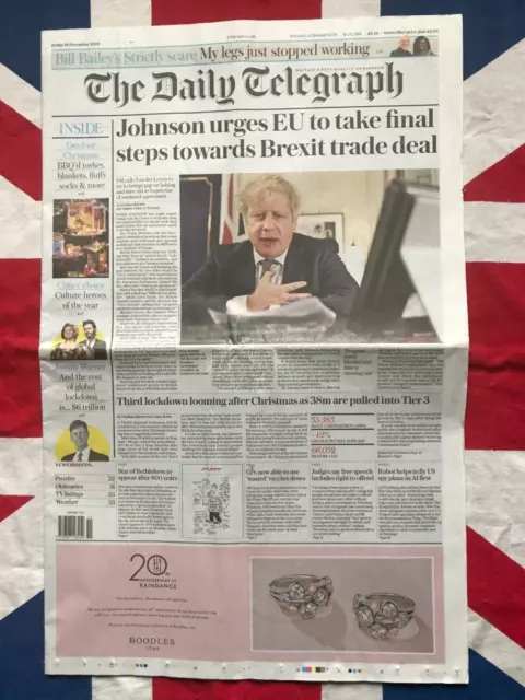 2020 Newspaper Boris Johnson Putin Lockdown Corina virus EU Trade Deal Brexit