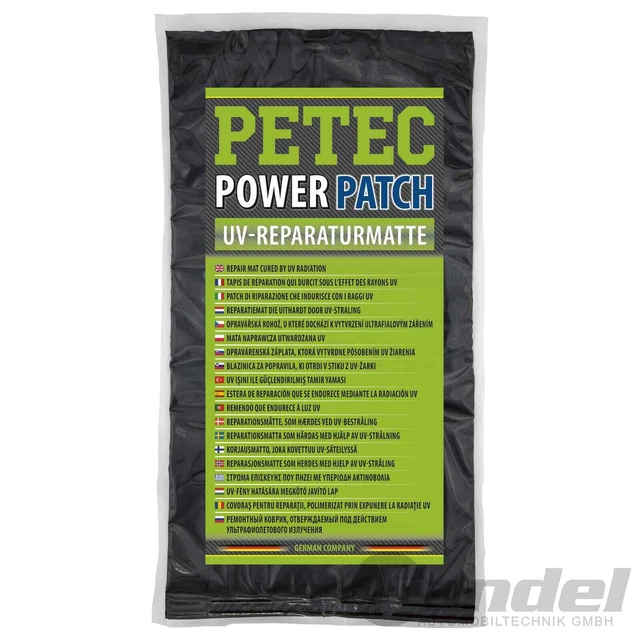 1x 75x150 mm PETEC POWER PATCH TAPPETINO RIPARAZIONE UV ADESIVO UNIVERSALE