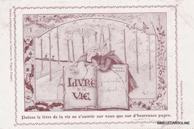 1906 concours du Figaro Illustré - carte postale souhait de Nouvelle Année -4