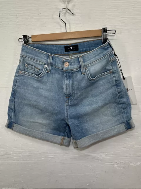 Seven for all mankind Women’s  mid roll short Light Blue  size 23 (New)