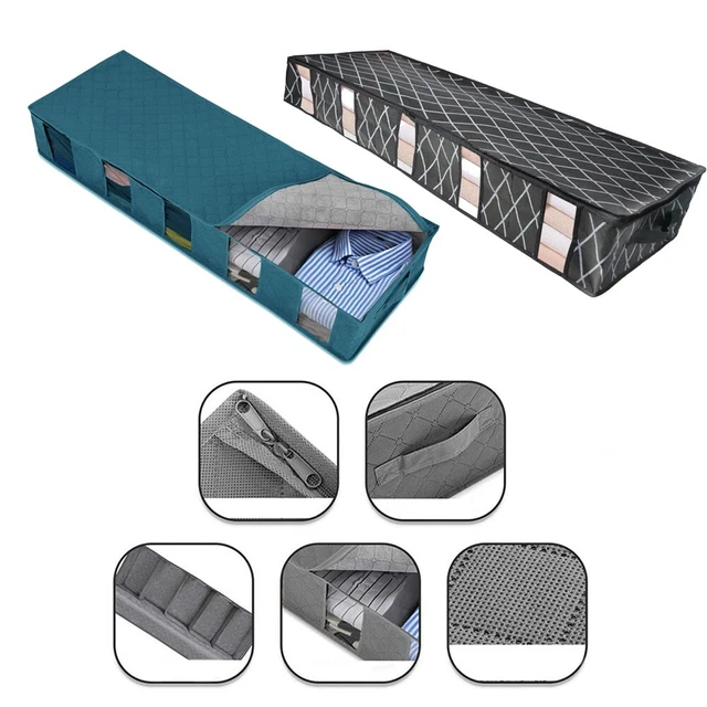 Lot De 2 Boîtes De Rangement Sous Lit – 100x50x12,7 Cm – Profil Bas, Tissu Robuste, Idéal Vêtements & Couettes