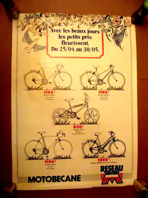 Affiche Publicitaire Bicyclettes Motobecane 1981.