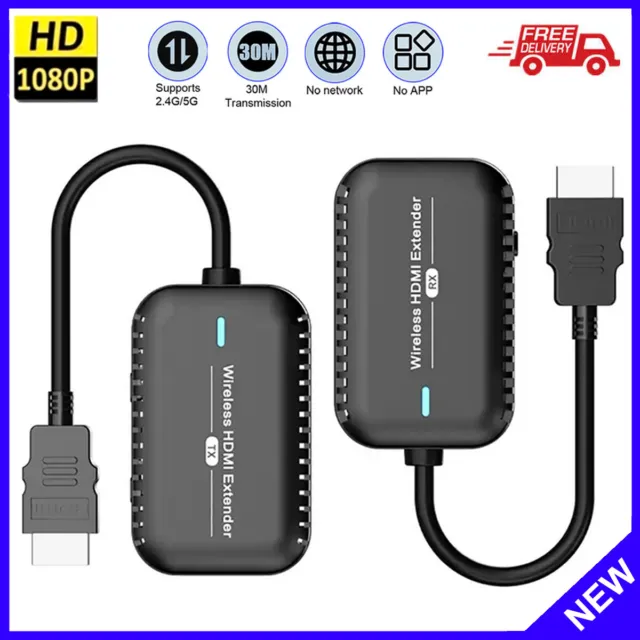 5G 30m Wireless HDMI Extender Video Transmitter and Receiver for Camera PC To TV