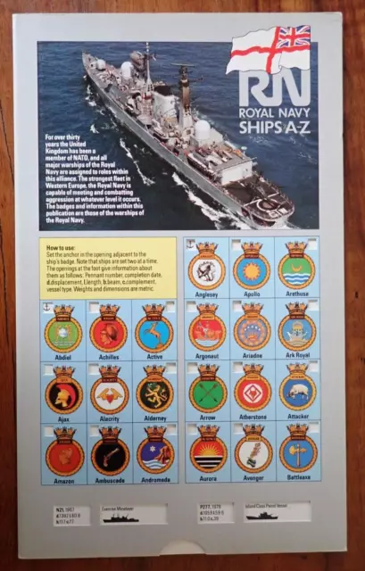 ROYAL NAVY~RN SHIPS A-Z~BADGES-PENNANT NUMBER-COMPLETION DATE-DISPLACEMENT-etc..