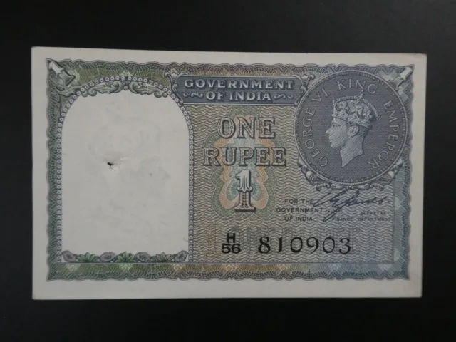 Nice 1940 India 1 Rupee Banknote Original Unc