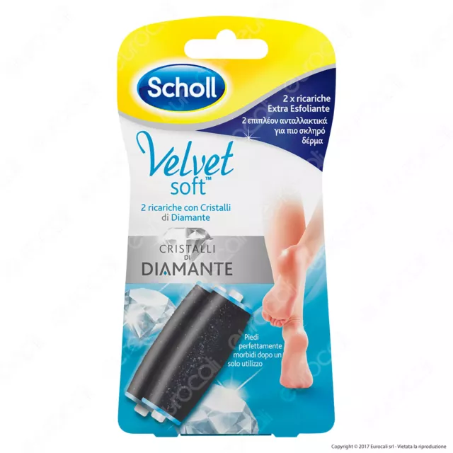 2 RICARICHE EXTRA ESFOLIANTI Scholl Velvet Soft Roll Pedicure Calli Cura Piedi•