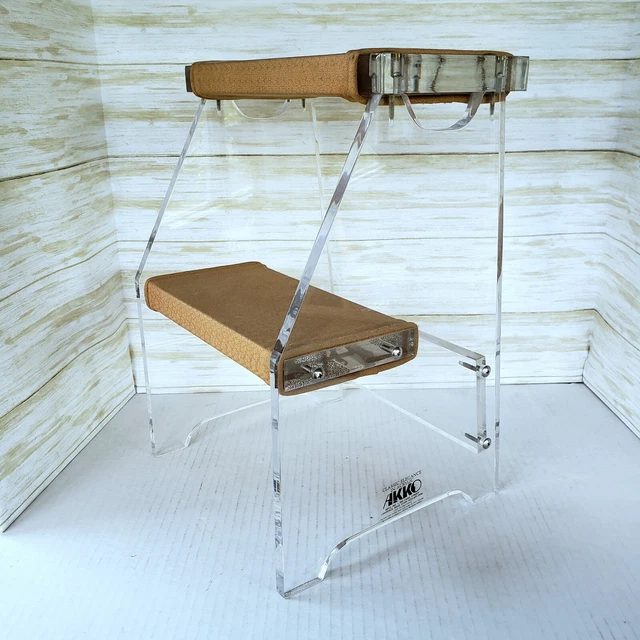 Vintage Clear Lucite Heavy Short Step Stool MCM Mid Century Acrylic Stairs Steps