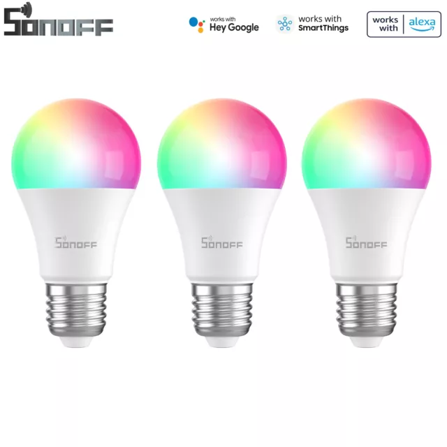 3PCS SONOFF WiFi Smart LED Leuchtmittel Lampe dimmbar RGB CCT Birne E27 Alexa 9W