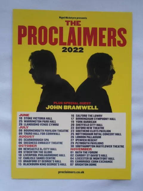 THE PROCLAIMERS Live in Concert 2022 UK Tour Promotional tour flyer