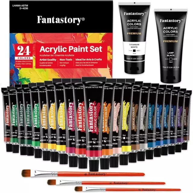 Acrylic Paint Set with Palette, Non-Toxic Acrylic Paints for Canvas Painting  24p