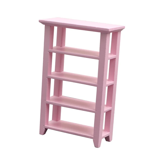 Mini Dollhouse Display Shelf Kitchen Home Life Scene Furniture Ornaments Pink