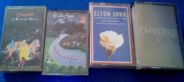 Cassette Tapes 5 Cassette Tapes Queen Billy Joel Elton John & Double Lovesongs