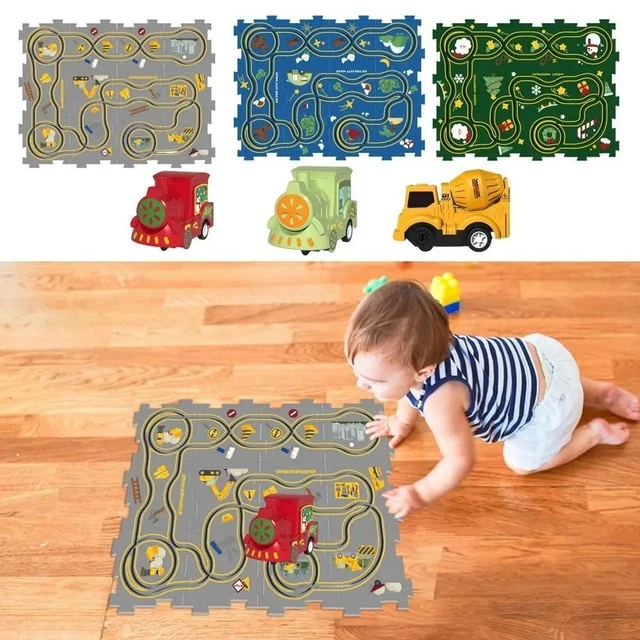Plastic DIY Rail Car Building Toys Educational Puzzle Play Set  Children