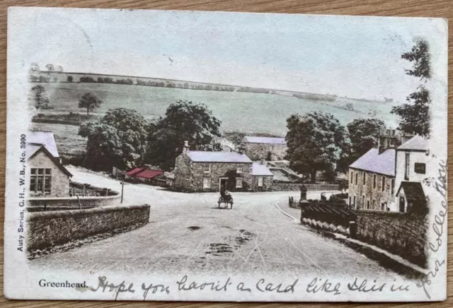 GREENHEAD Nr HALTWHISTLE Antique 1906 GODFREY HASTINGS Coloured Photo Postcard