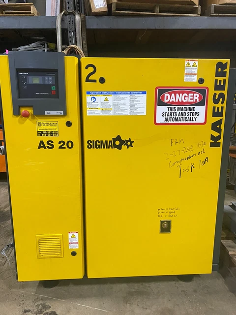 Kaeser, Model AS 20hp Rotary air compressor with oiler