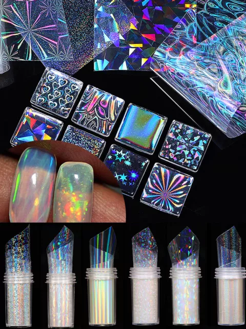 Calcomanía de transferencia de uñas de láminas estrelladas brillantes para manicura envolturas de uñas colorida