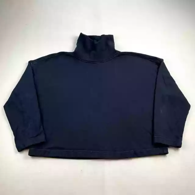 Everlane Turtleneck Sweatshirt Womens Medium Black Oversized Boxy Cropped Fit