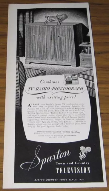 1950 Ad~Sparton Tv-Radio Phonograph~Television