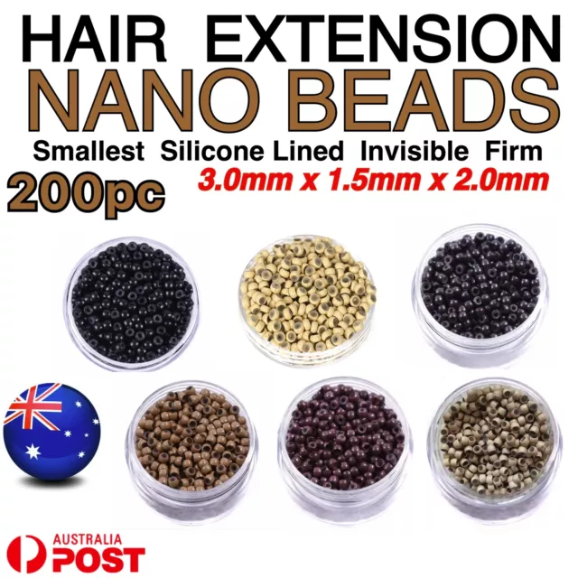 Hair Extension NANO Bead Rings 200 Silicone Lined SMALL Links 3mm x 1.5mm x 2mm