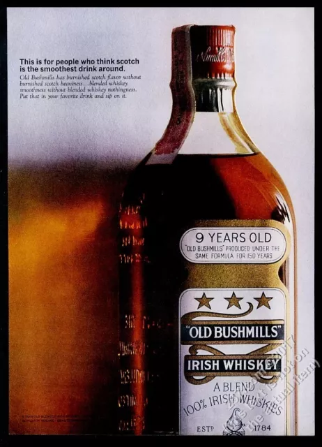 1963 Old Bushmills Irish Whiskey bottle color photo vintage print ad