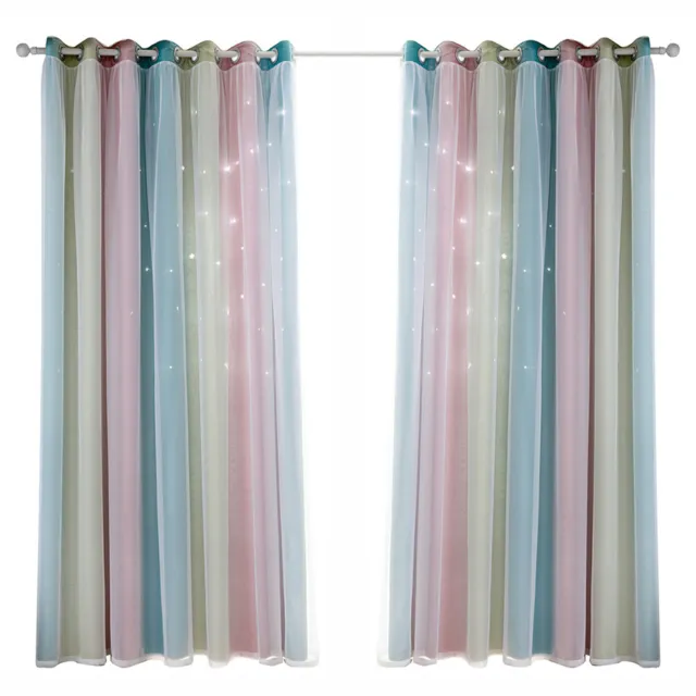 Star Curtains Stars Blackout Curtains for Kids Girls Bedroom Living Room P3W5