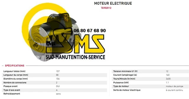 Moteur Pompe Hydraulique 24V Pour Transpalette Électrique Jungheinrich - Neuf