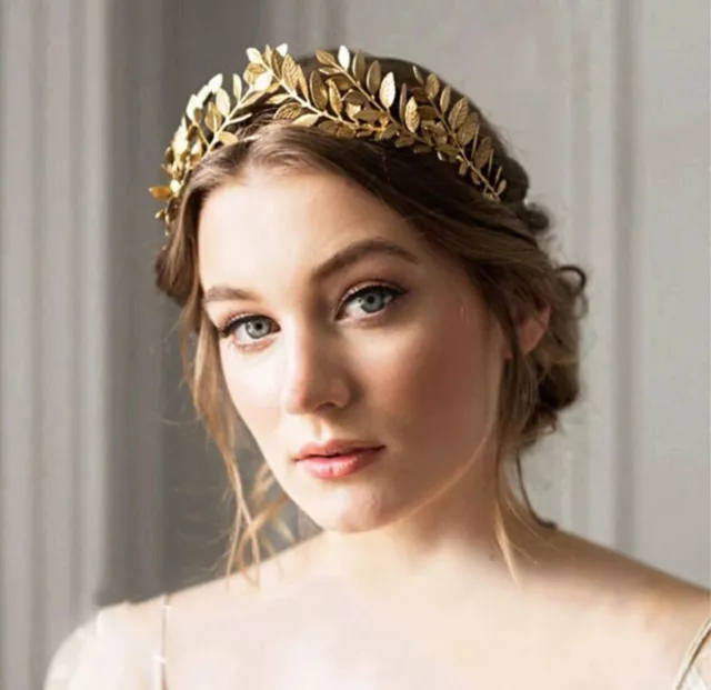 Greek Roman Gold Leaf Tree Branch Crown Baroque Headpiece Wedding Headband Tiara